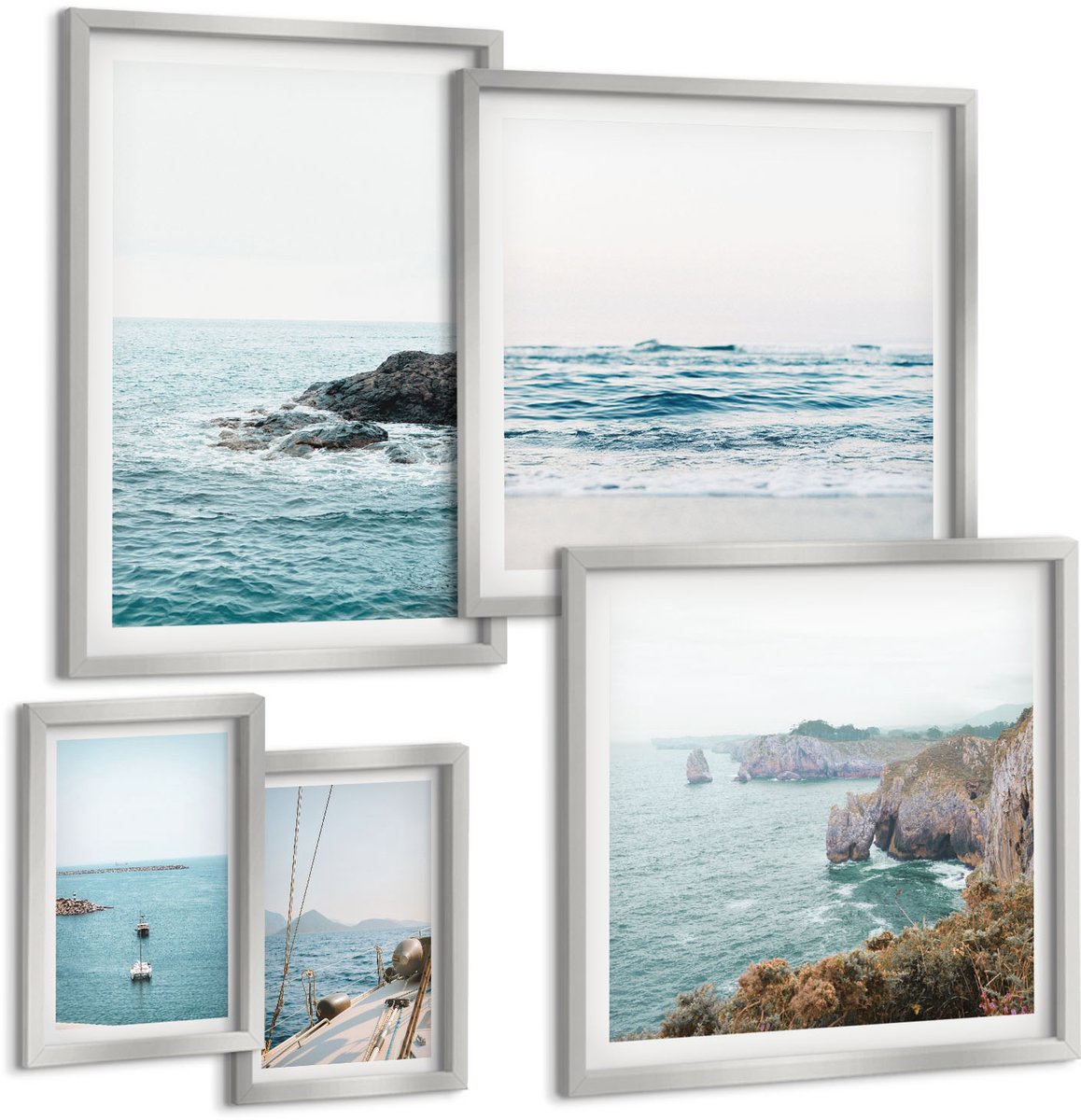Coloray 5-Delige Schilderij Set - Stadsgezichten 'S Nachts Met Bruggen En Rivieren - 20 x 30 cm - Decoratieve Schilderijen - Woonkamer - Interieur - Stijlvolle Muurdecoratie