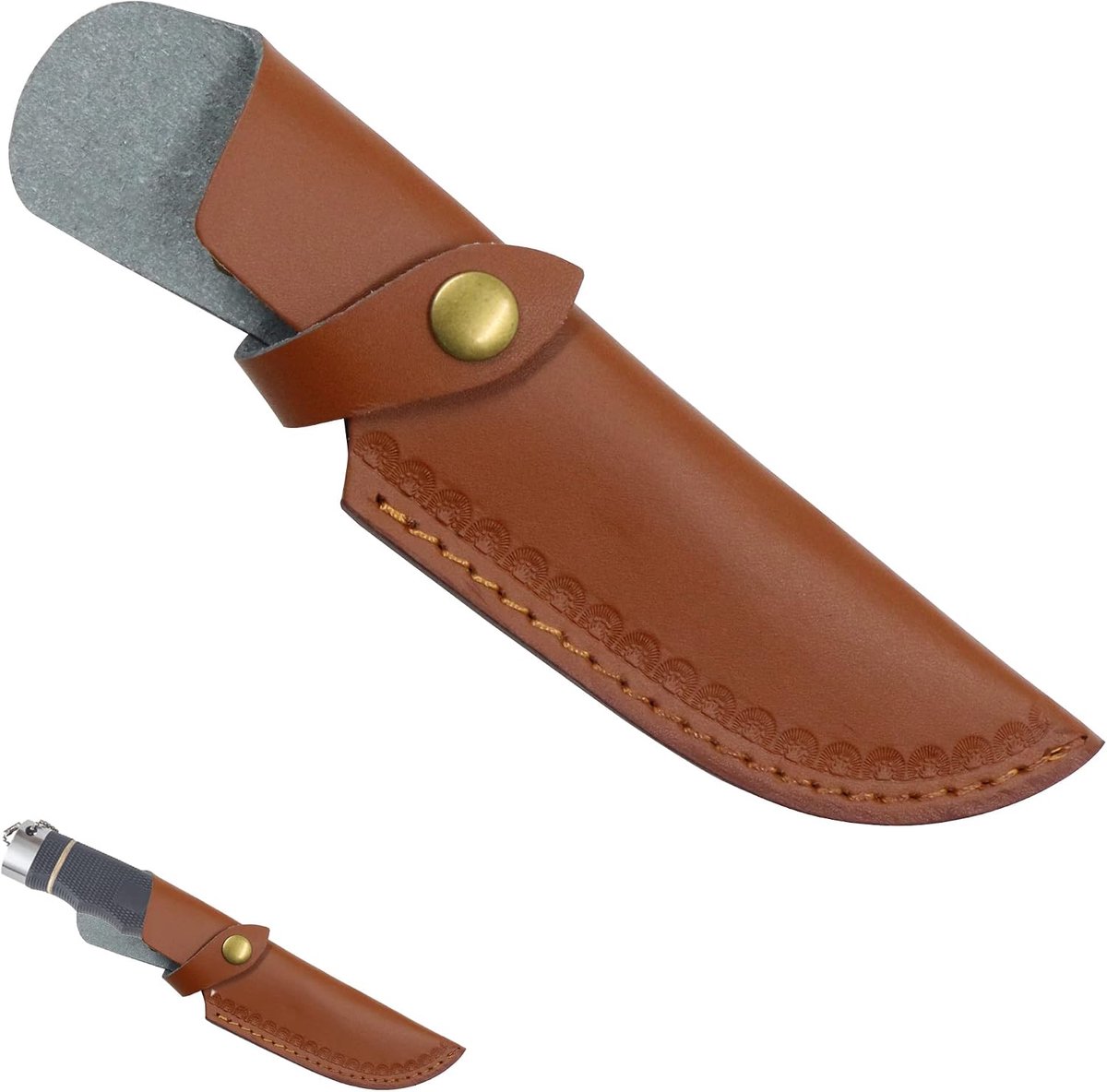 Lederen mes schede Zakmes Beschermer voor tas Side Pull Outdoor Camping Draagbare Mes Bruin