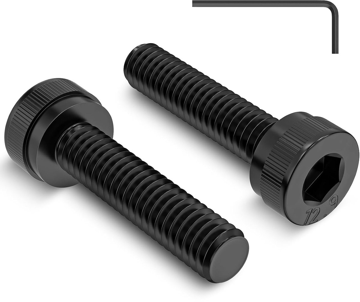 120 stuks M3 x 12 mm schroeven, cilinderschroeven met binnenzeskant | M3 schroeven, zwart, koolstofstaal, cilinderkopschroeven, inbusschroeven, volledige schroefdraad, met sleutel