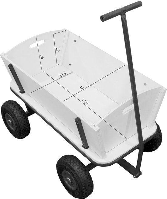 Houten Bolderkar - Strandkar Luchtbanden - Dagjes Uit - Houten Frame - 97 x 61 x 94.5 cm - Antraciet — afbeelding 4