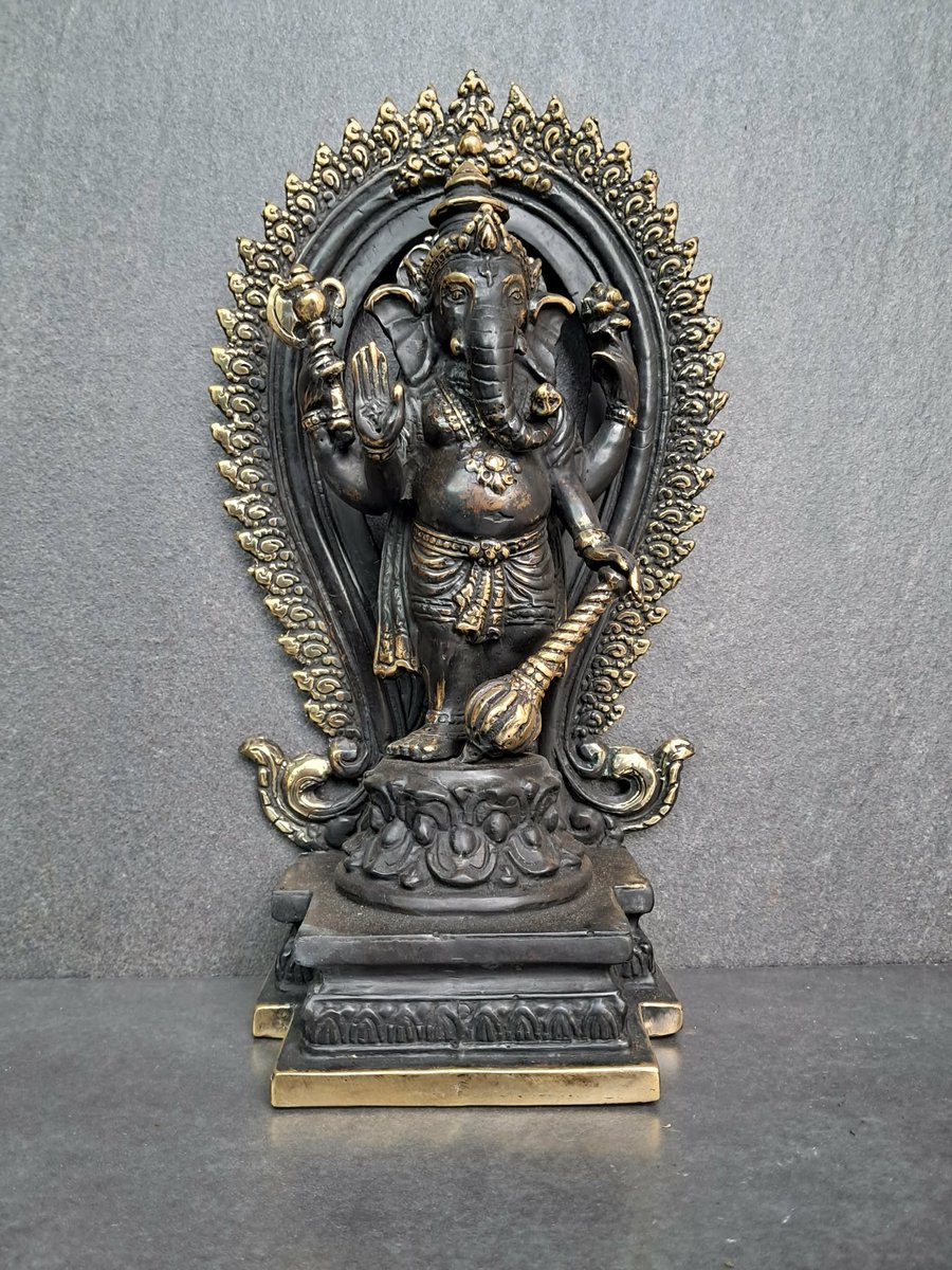 Statue en bronze de Ganesh/Ganapati/Inde/Asie/brun or/Asie