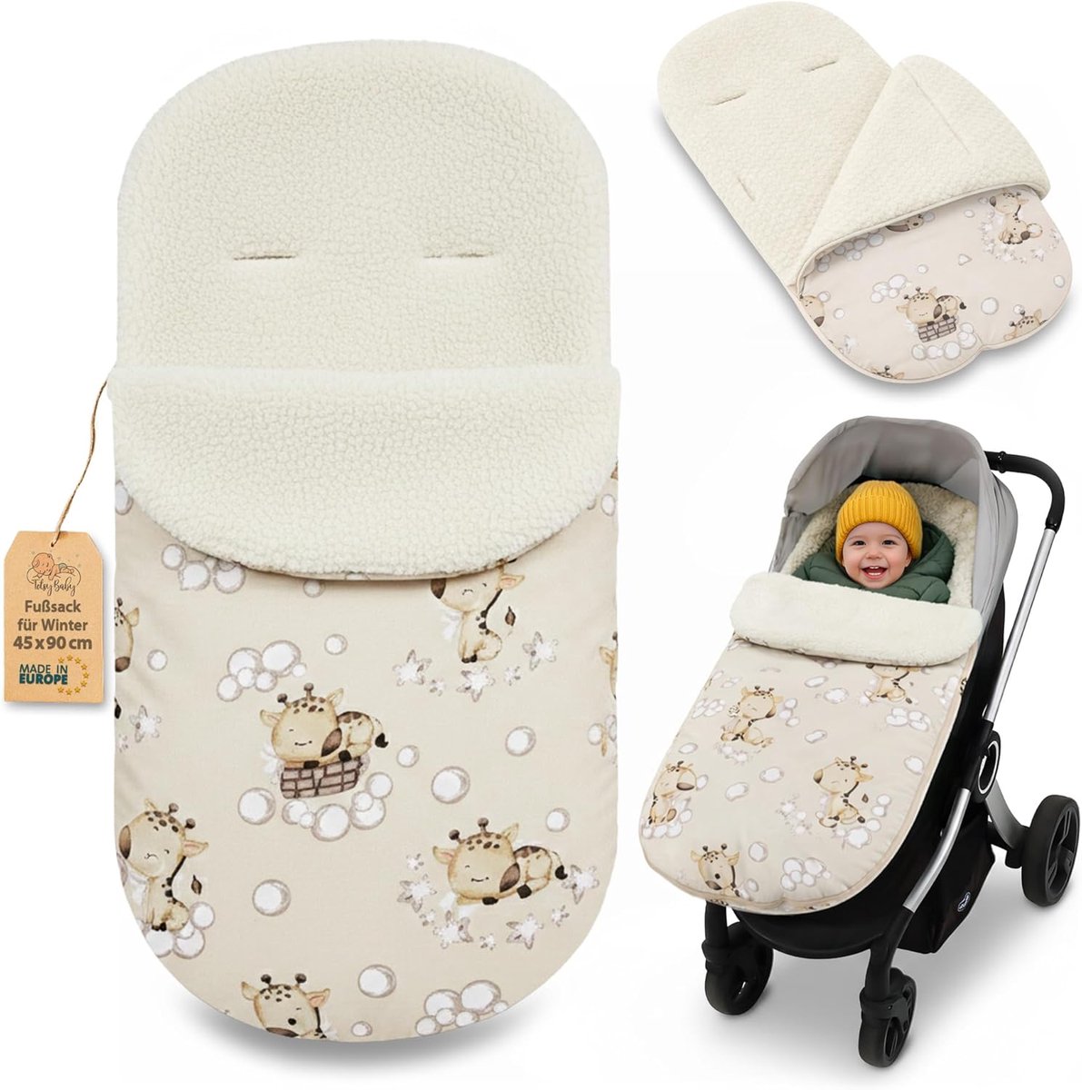 Kinderwagen Voetenzak - Buggy Inleg - Winterse Wandelingen - Waterafstotend - 90x45 cm - Donker Grijs – foto 4