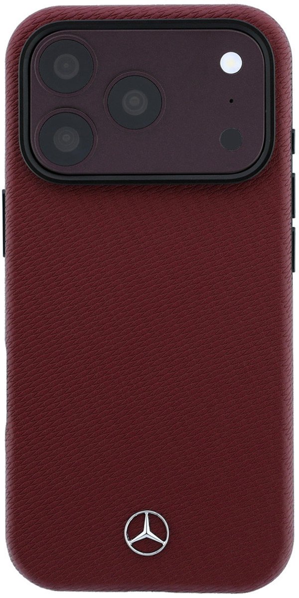 Mercedes-Benz Backcover hoesje voor Apple iPhone 18 Pro Max - Magsafe PU Leather Semi Wrap Wood Effect - Burgundy van Mercedes-Benz — afbeelding 3
