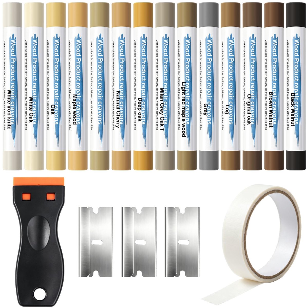 14 Kleuren Hardwax Reparatieset Laminaat Reparatieset met Schaber - ShopVlot