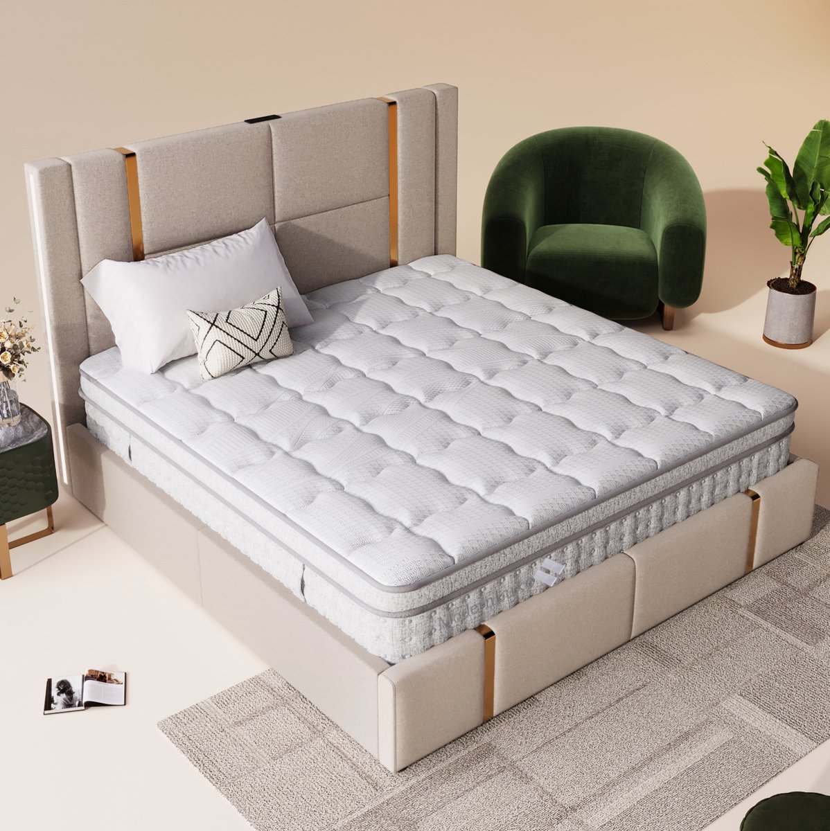 MODFU - Matras - 7-Zonen Pocketvering En Koudschuim - H3 - 140x200 Cm - 25 Cm - Wit
