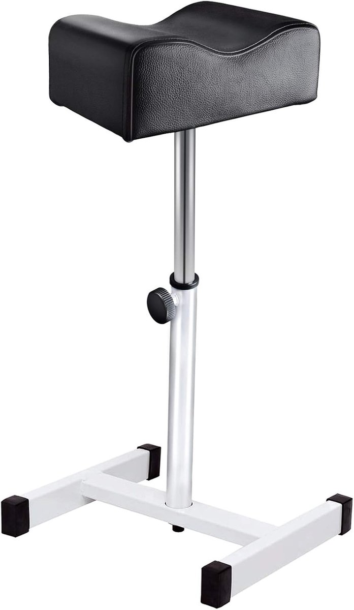 Pedicure Voetsteun – Verstelbare Voetsteun voor Pedicure en Manicure – PU Voetsteun met Metalen Frame – Beensteun voor Nagelstudio, Schoonheidssalon, Spa en Thuis – Zwart