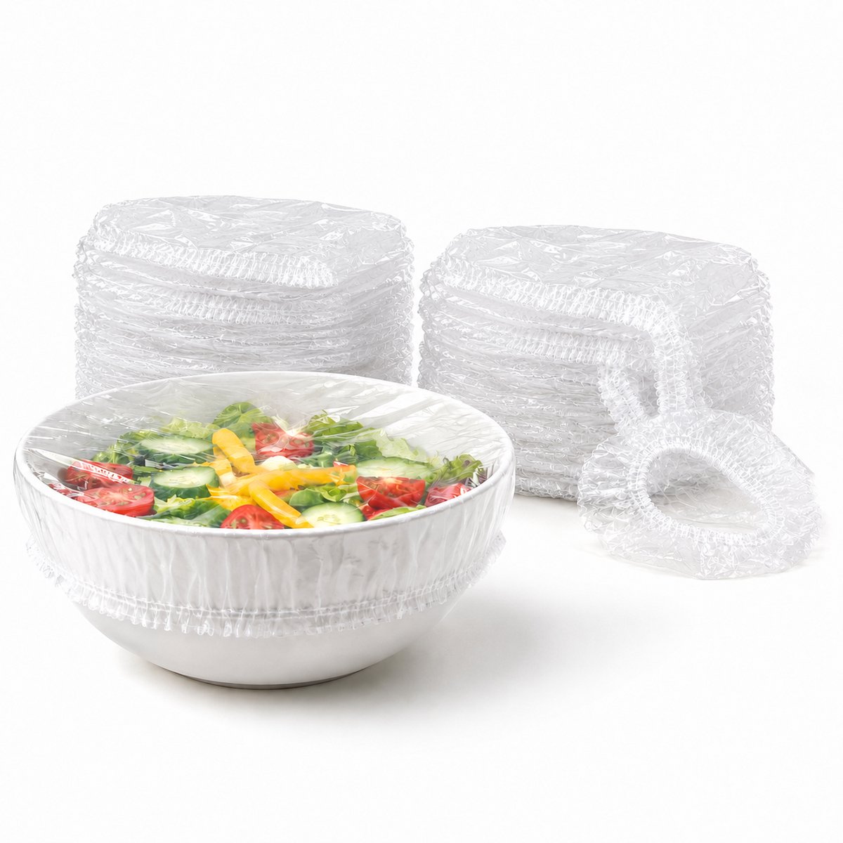 Consumerce® Afdekhoesjes Voedsel met Elastiek - 200 Stuks - Afdekhoes - Afdekfolie - Food Covers - Voedselhoes - Vliegenkap - Voedselkap - Wegwerp Vershoudhoezen - Vershoudfolie Alternatief - Transparant - 14 tot 35 cm
