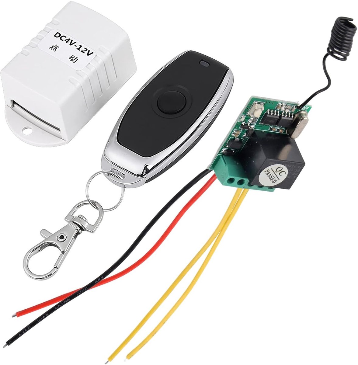 Draadloze 12 Volt afstandsbediening relais met ontvanger en zender voor DC spanning tot 12V, ideaal voor projecten en automatisering