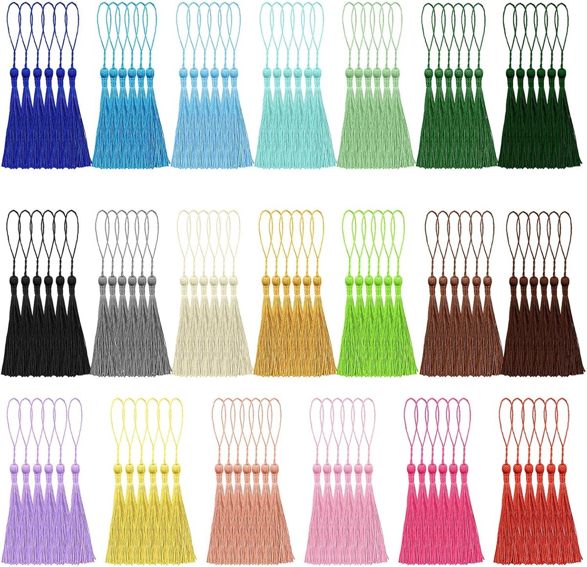 120 Pcs Boekenlegger Kwastjes 13cm in 20 Kleuren - Zijdeachtige Handgemaakte Mini Kwastjes voor Sieraden en Sleutelhangers maken