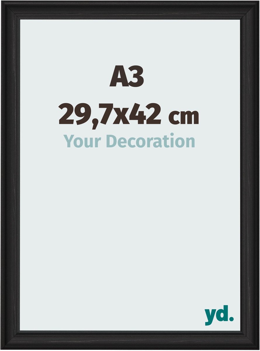 yd. Your Decoration - Fotolijst A3 29,7x42 cm - MDF - Zwart Houtnerf - Lazio