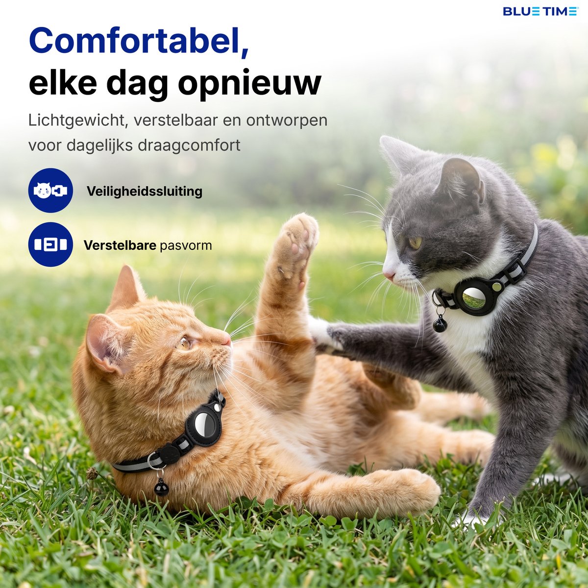BlueTime® Kattenhalsband - Katten Bandje met Tracker - Halsband Incl. GPS Tag voor Apple Find My - Verstelbaar met Veiligheidssluiting en Belletje - voor Kat & Kitten - Zonder Abonnement - Air Cat Collar - Oranje thumbnail 5