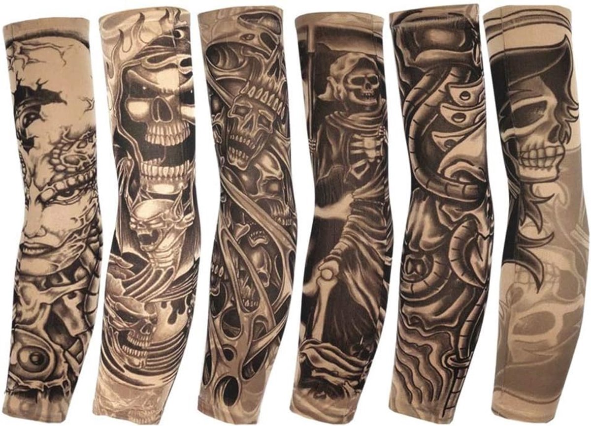 Sleeve Armkous Tattoo Afdekking Fietsen Fiets UV-bescherming Arm Mouwen Beschermende Handschoenen Mannen Vrouwen Buiten - 6 Stuks, Meerkleurig, M