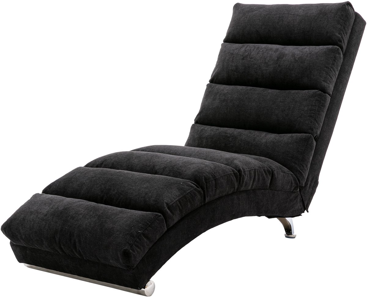 Ropilly Moderne massagestoel - Zwarte linnen relaxstoel - Trilfunctie - Lichaamsondersteuning - 250 kg – Woonkamer – 148x55x84 cm - Zwart