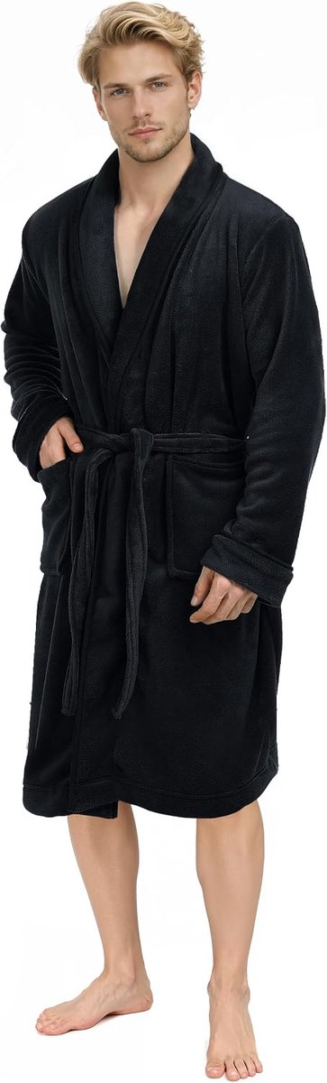 Threads Luxe Heren Sjaal Kraag Kamerjas | Superzachte Fleece Badjas | Gezellige Loungewear en Nightwear | Comfortabele Loungewear en Nachtkleding