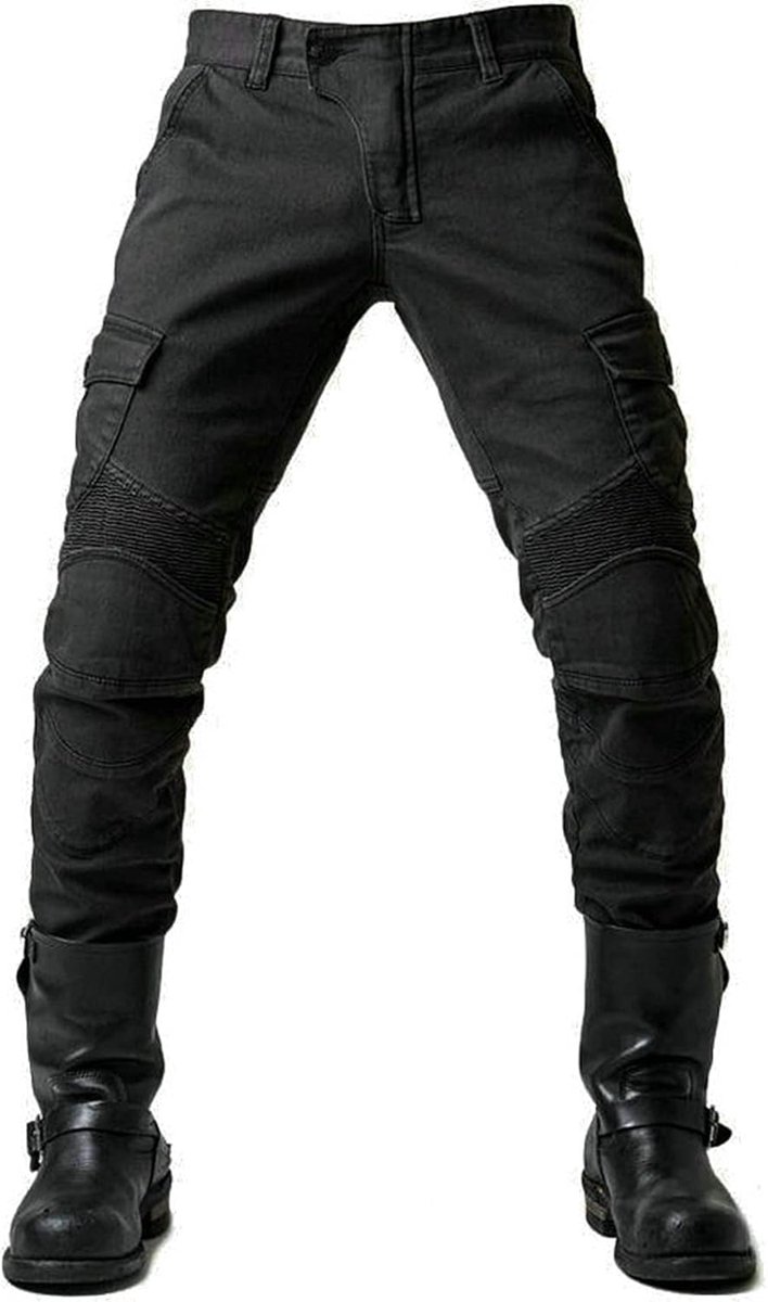 Herenjeans voor op de motor, motorrijbroek, verstevigde denim broek, gevoerde bescherming, uitneembare gepantserde denim op heup en knie, fietsbroek voor alle weersomstandigheden