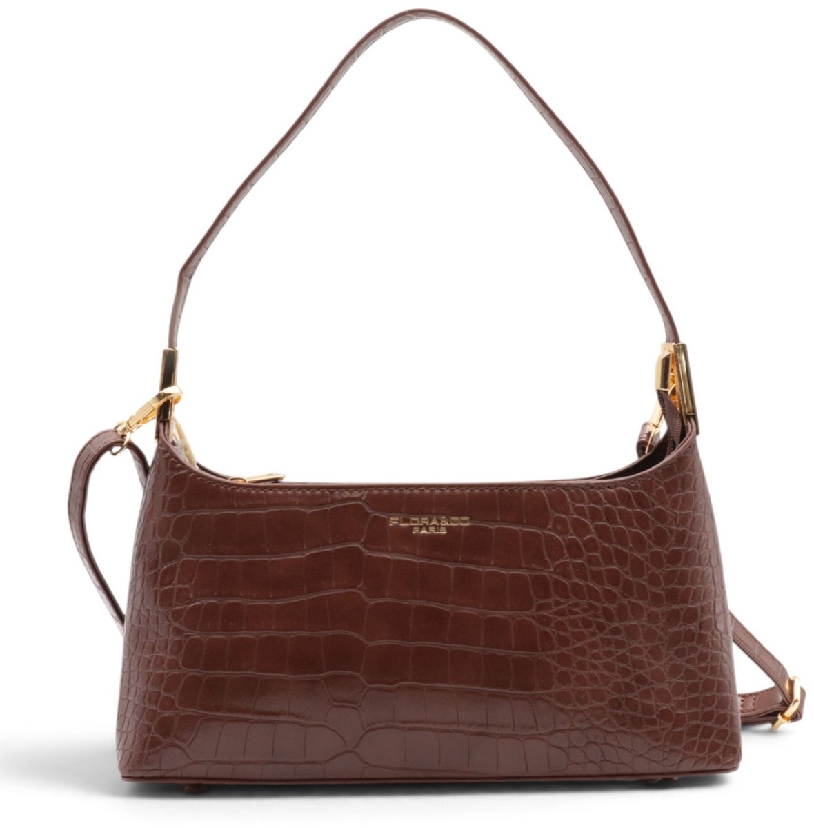 Flora&Co - YUMA - croco imitatieleer - schoudertas/crossbody tas - met lange instelbare draagriem - whisky/bruin
