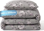 Slaapspeciaal Essential Print Grey Garden - Dekbed zonder Overtrek - Wasbaar Dekbed - Hoesloos Dekbed - All Year Dekbed - 2 in 1 Dekbed - Incl. 1 Kussensloop - 140x200 cm