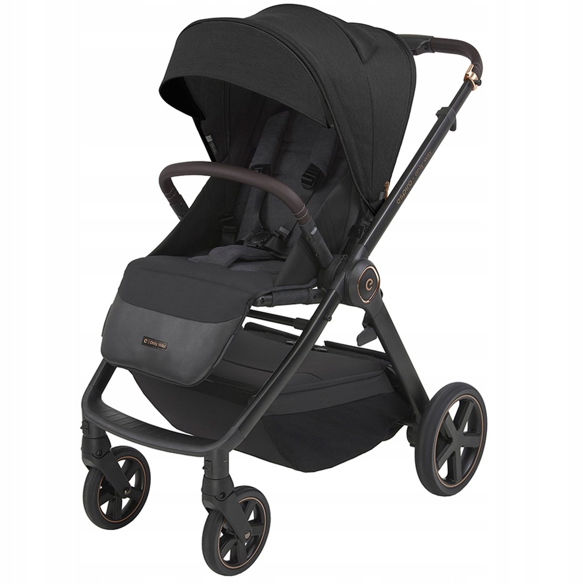 Espiro Only Way 2024 Kinderwagen - Stijlvol Zwart, Compact & Wendbaar