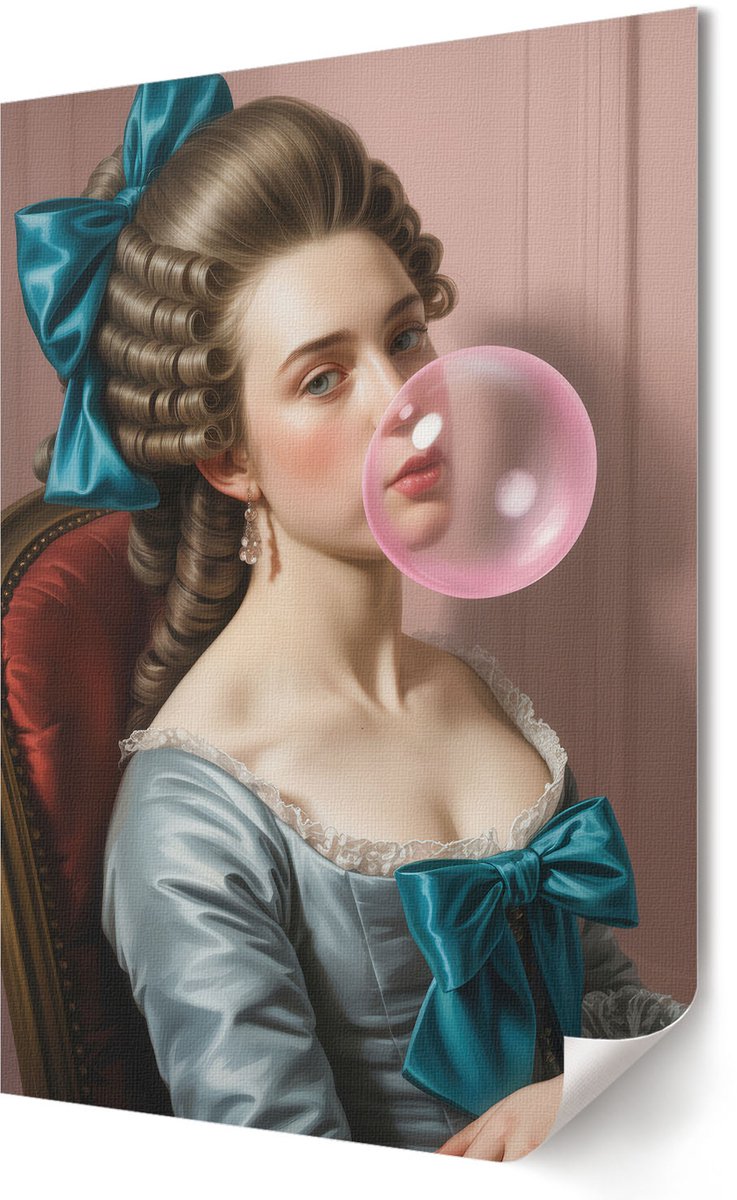 Coloray Polycanvas Wandposter - Vrouw Boven Het Gat, Illustratie - A3 - Wit Patroon - Rechthoek - Canvasposter - Woonkamer, Slaapkamer, Kantoor - Minimalist