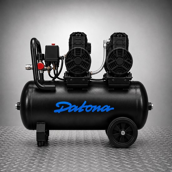 Datona® Stille compressor 50L - Olievrij en verrijdbaar - voor luchtgereedschap - Zwart — afbeelding 2