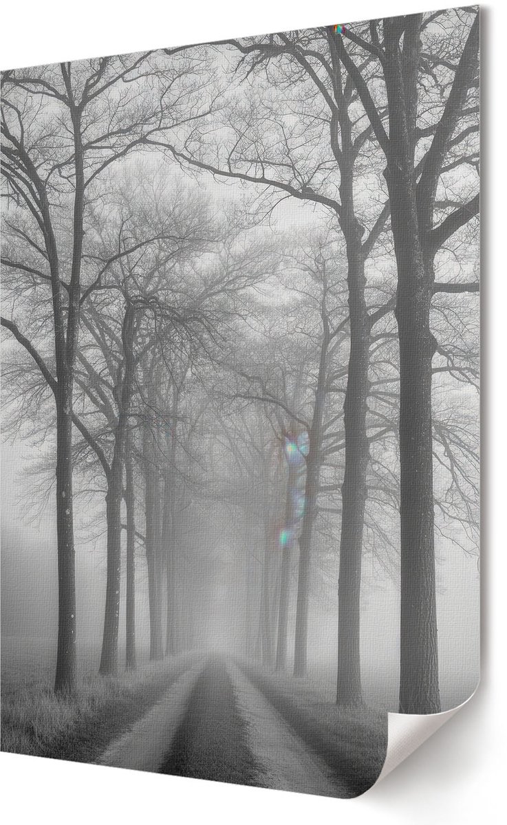 Coloray Polycanvas Poster - Kalme Golven, Zwart-wit - A4 - Blauw Design - Rechthoek - Muurdecoratie - Woonkamer - Modern