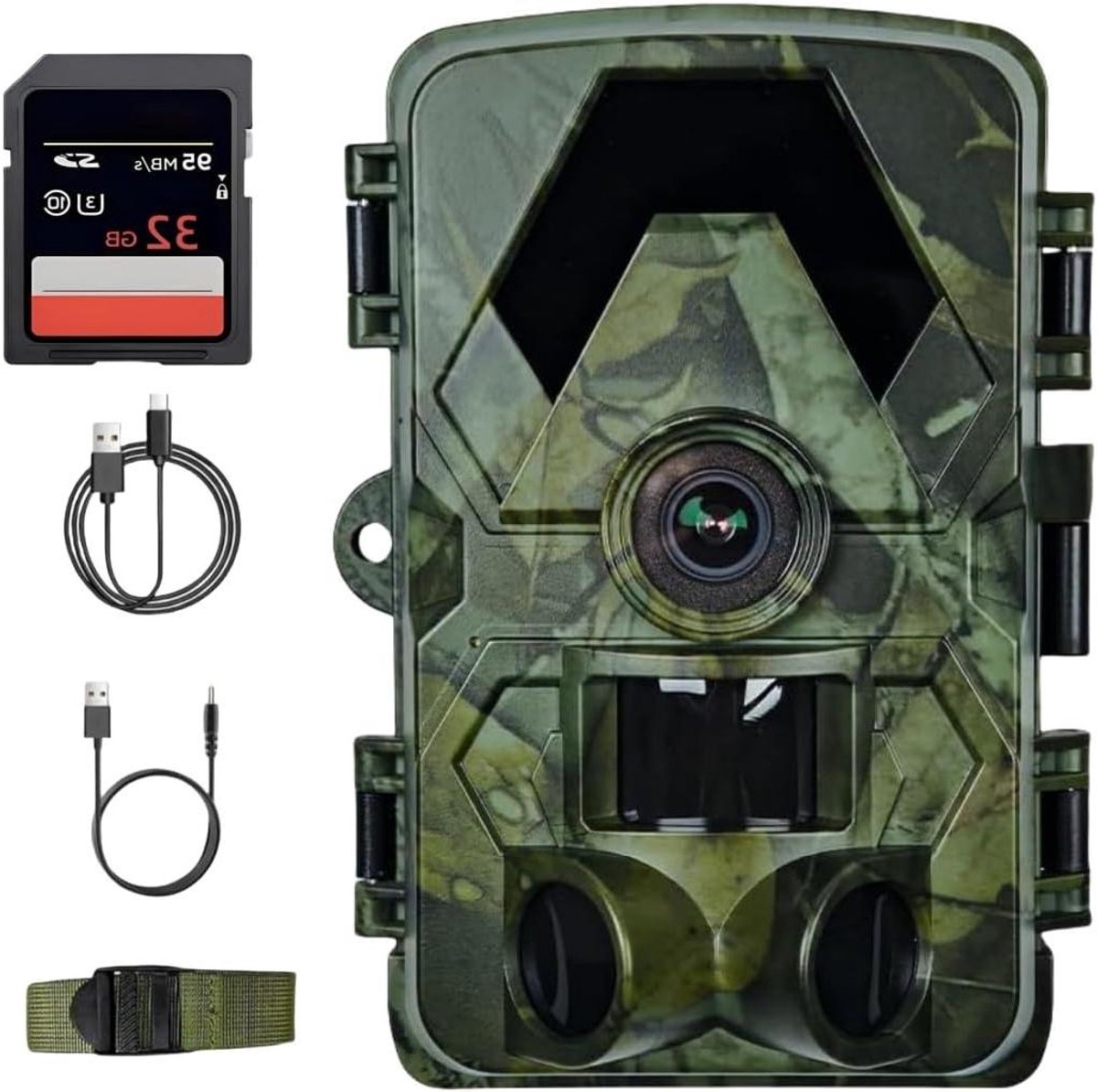 Wildcamera - Bewakingscamera Buiten - Dieren Observeren - Snelle Activering 0.05s - 5K 60MP Resolutie - Groen