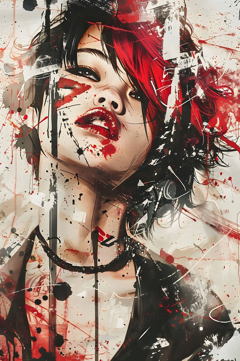 Punk Poster - Meisje - Abstracte - Stijlvolle - Mode - Coole - Rebel - posters - formaat 70x100cm - Wanddecoratie - L2989MT