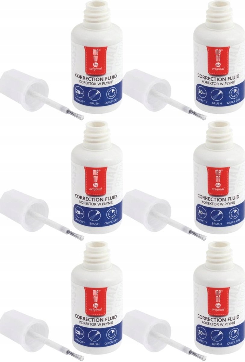 MemoBe Vloeibare Correctiepen met Penseel - 20ml Set van 6