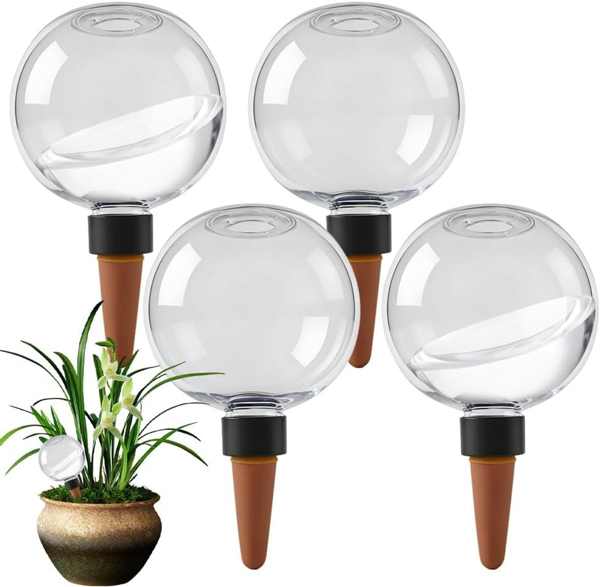 Bewateringsballen voor Planten - Transparant - 500 ml - Voor Binnen- en Buitenplanten - 4 Stuks