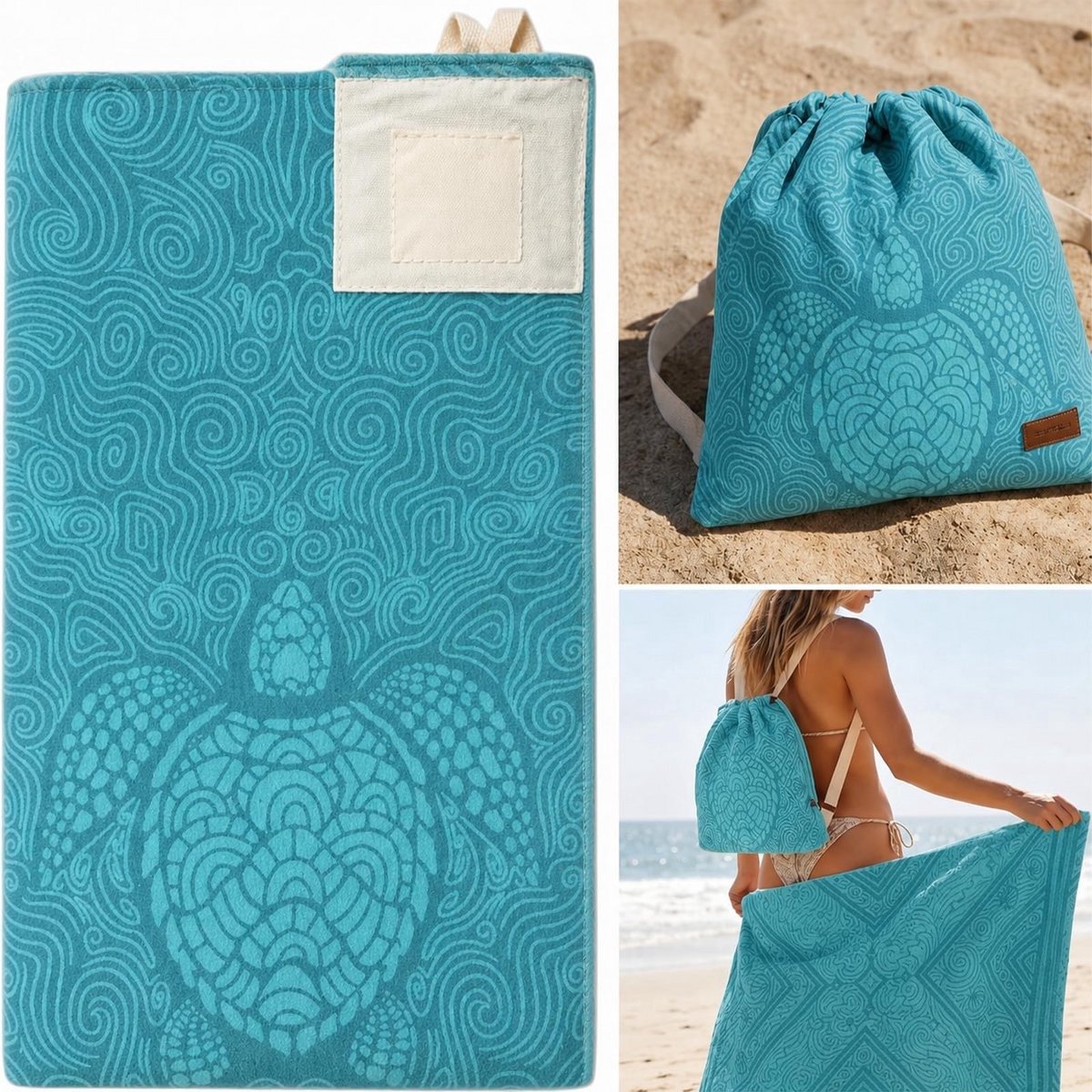 Casalora® 2-in-1 Handdoek Rugzak - Extra Groot Zandafstotend Microvezel Strandtas - Verborgen Ritsvak - Lichtgewicht Snel Droog - Geschikt voor Strand, Zwembad, Reizen en Kamperen - Opvouwbare Stranddeken
