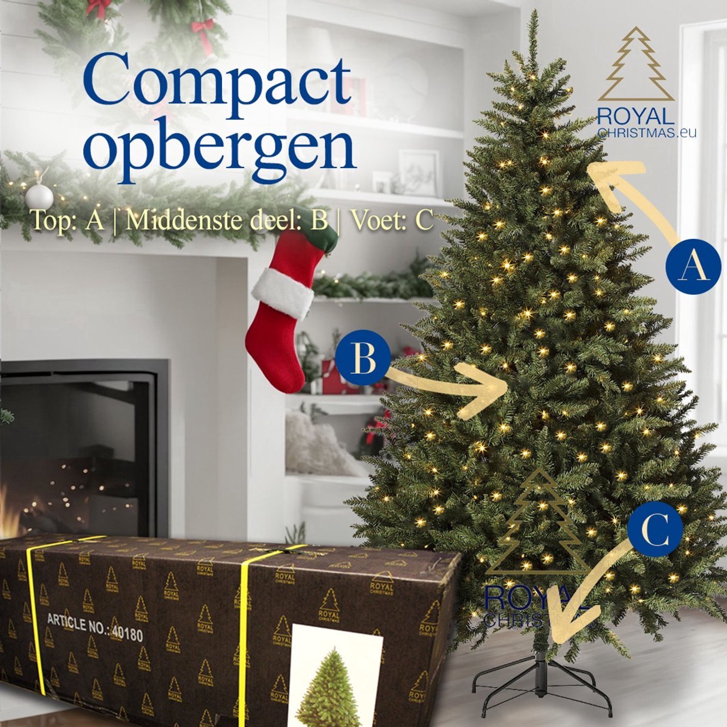 Royal Christmas - Promo kerstboom met verlichting - Washington 180cm – foto 3