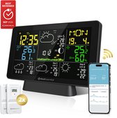MostEssential Weerstation Wifi Edition - Plug & Play Installatie - Draadloos - Weerstation met Buitensensor - Hygrometer - Binnen en Buiten - 150 Meter Bereik - Inclusief App - Zwart - 2 sensors