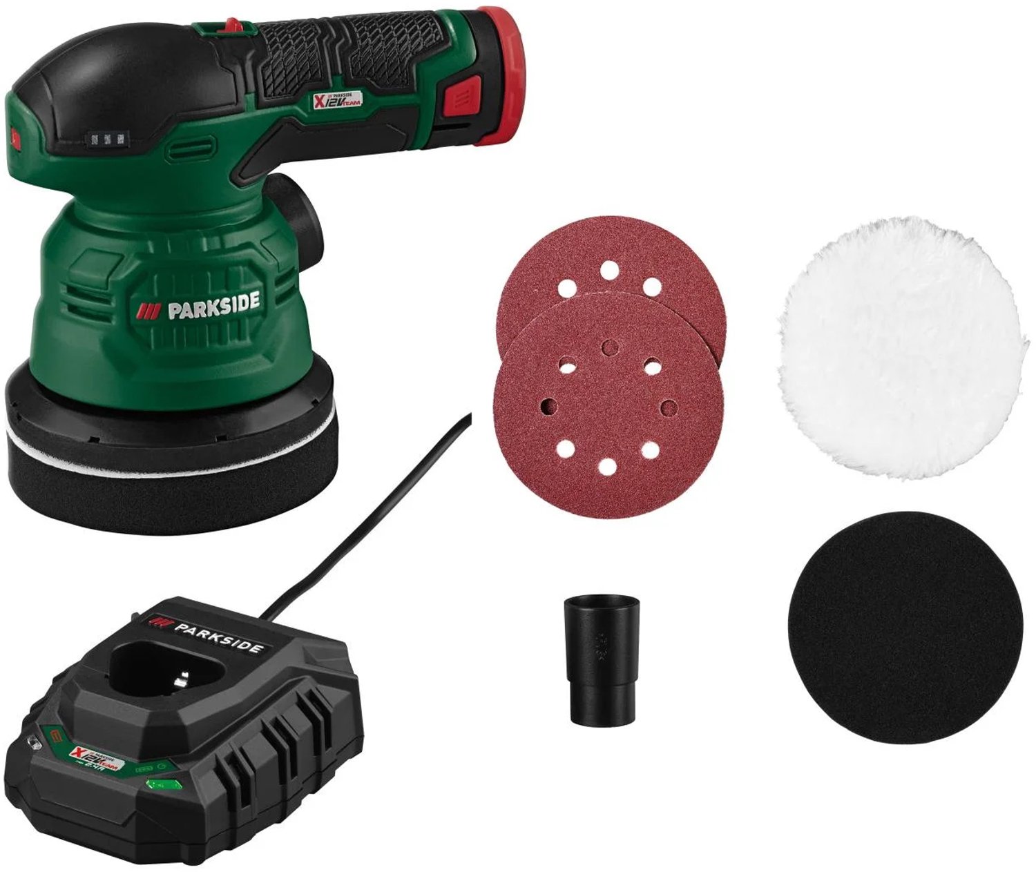 Parkside Accu schuur en polijstmachine 12 V - met accu 2 Ah en lader 2,4 A - 2 in 1 apparaat voor schuren en polijsten