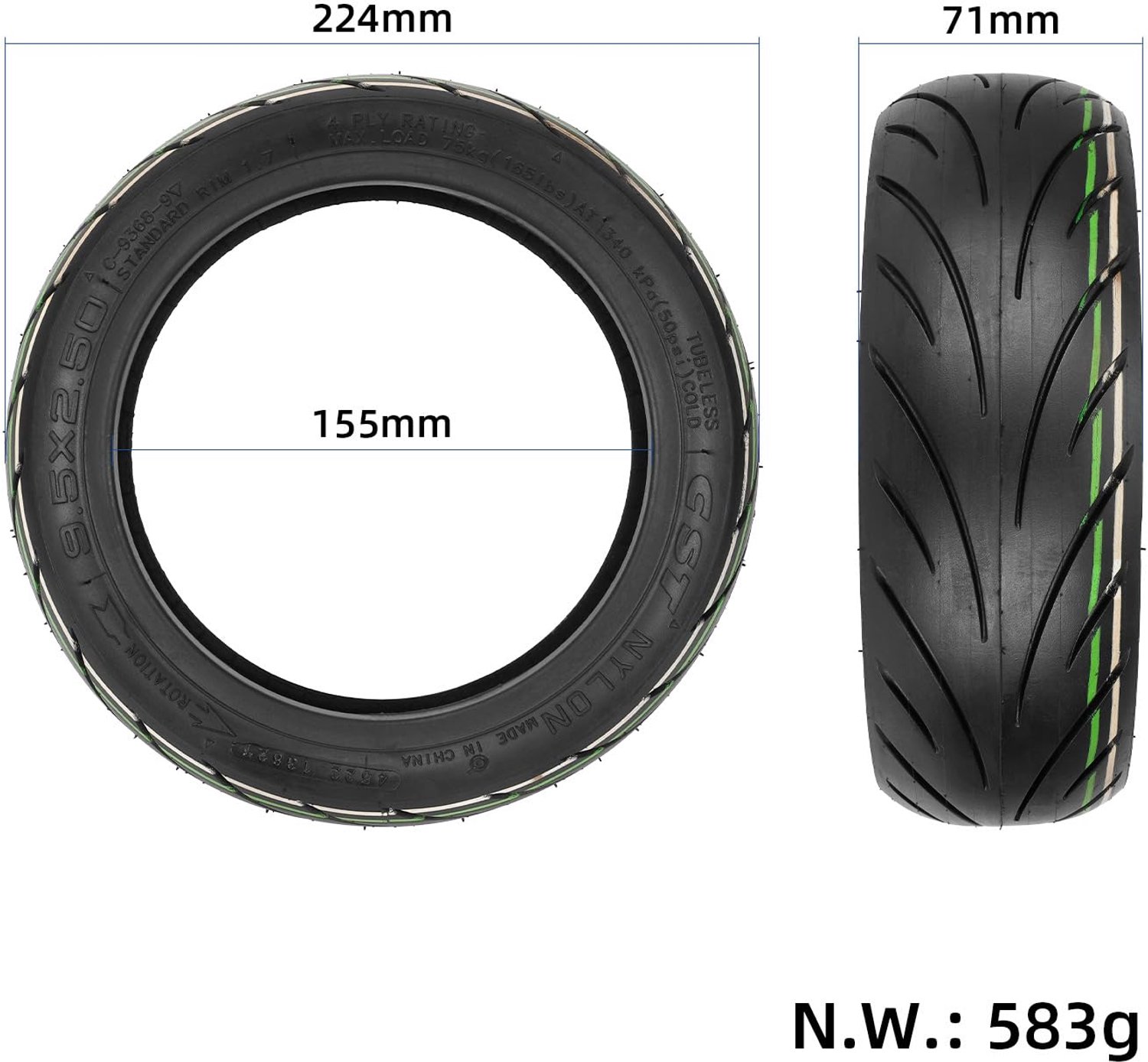 9.5 Inch Vacuum Banden met Luchtmond voor NIU KQi 3 Elektrische Scooter – foto 4
