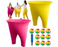 Tuinspel Granny Pants - Broek Buitenspel - Reuze Grote Broek - Werpspel Rekwisieten - Familiespel - Actiespel - Leuk Groepsspel Voor Volwassenen - met 10 Ballen & Ballonpomp - Voor Buitenfeesten & Teambuilding