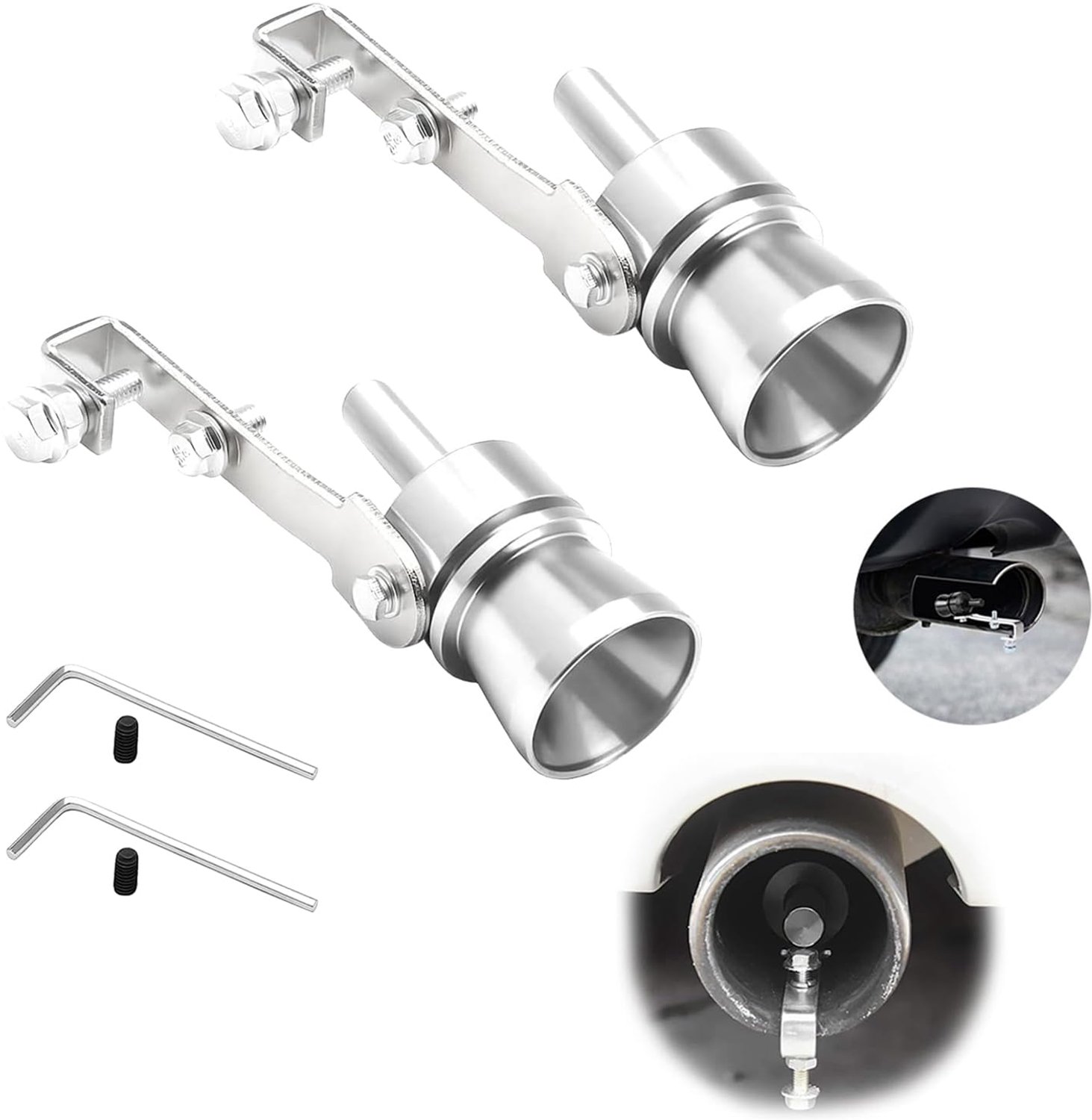 Uitlaatpijp Turbo Geluid - Aluminium - Geluidsdemper - Turbo-Fluitje - Universeel - 2 Stuks - Maat S