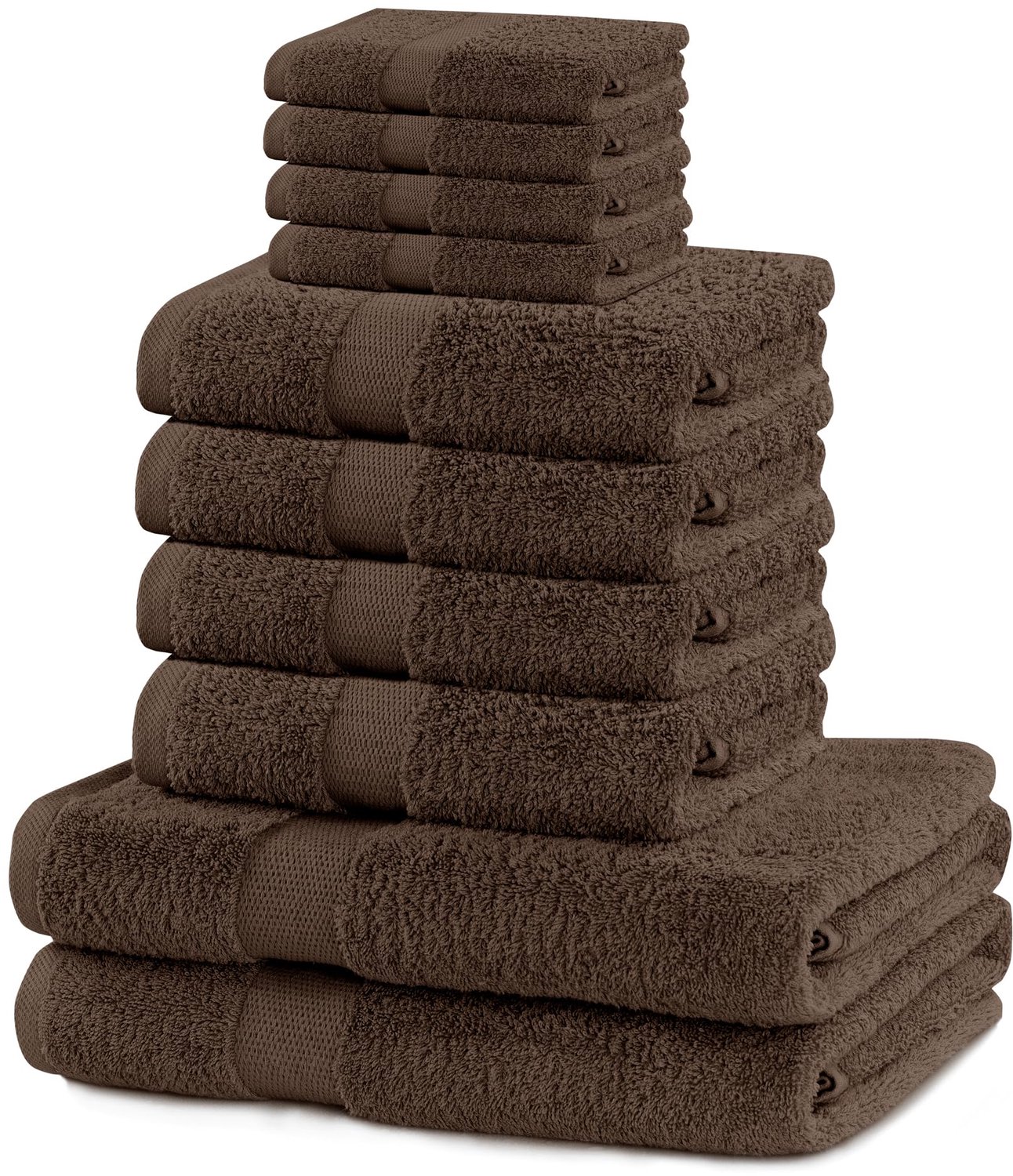 10-delige Handdoekenset Marina - 525 g/m² Katoen - Bruin
