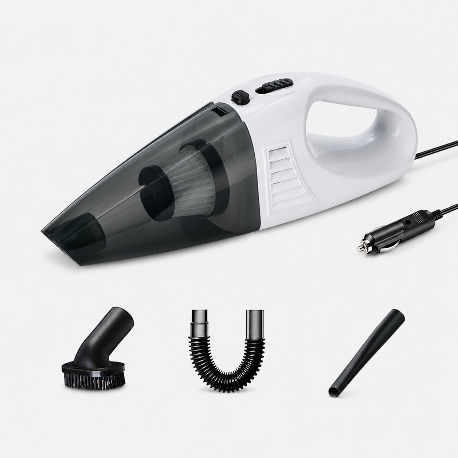 Autostofzuiger - Handstofzuiger - Autozuiger - Nat- en Droogzuiger - Wit - 12V - 120W - Hoge Zuigkracht Voor Vuil en Stof - Draagbaar Mini Formaat - Voor Auto, Camper en Thuis