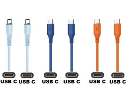 3 stuks USB C naar USB C kabel. 1,0m laadkabel. Oplaadkabel past op Kobo (Rakuten) eReader Elipsa, Elipsa 2E, Sage, Libra 2, Libra Colour, Clara 2E, Clara Colour, Clara BW - Kindle (Amazon) Scribe