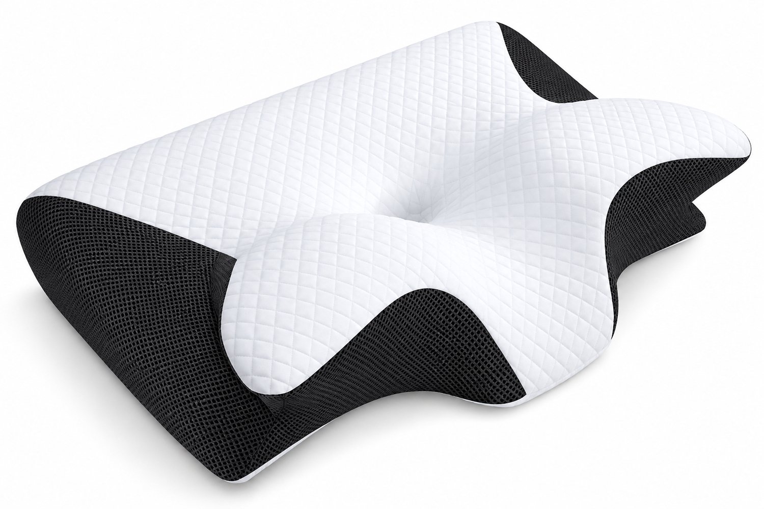 Tremeo Ergonomisch Hoofdkussen - Kussen - 63 x 37 x 13 cm - Wit/Zwart Wit / Zwart