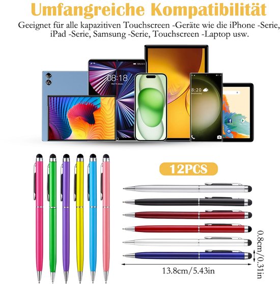 Tabletpen voor touchscreen - Capacitatieve Styluspen - Universele Tabletpen - Geschikt voor iPad/iPhone - Lichtgewicht 6 g - Verwisselbare vulling — afbeelding 5