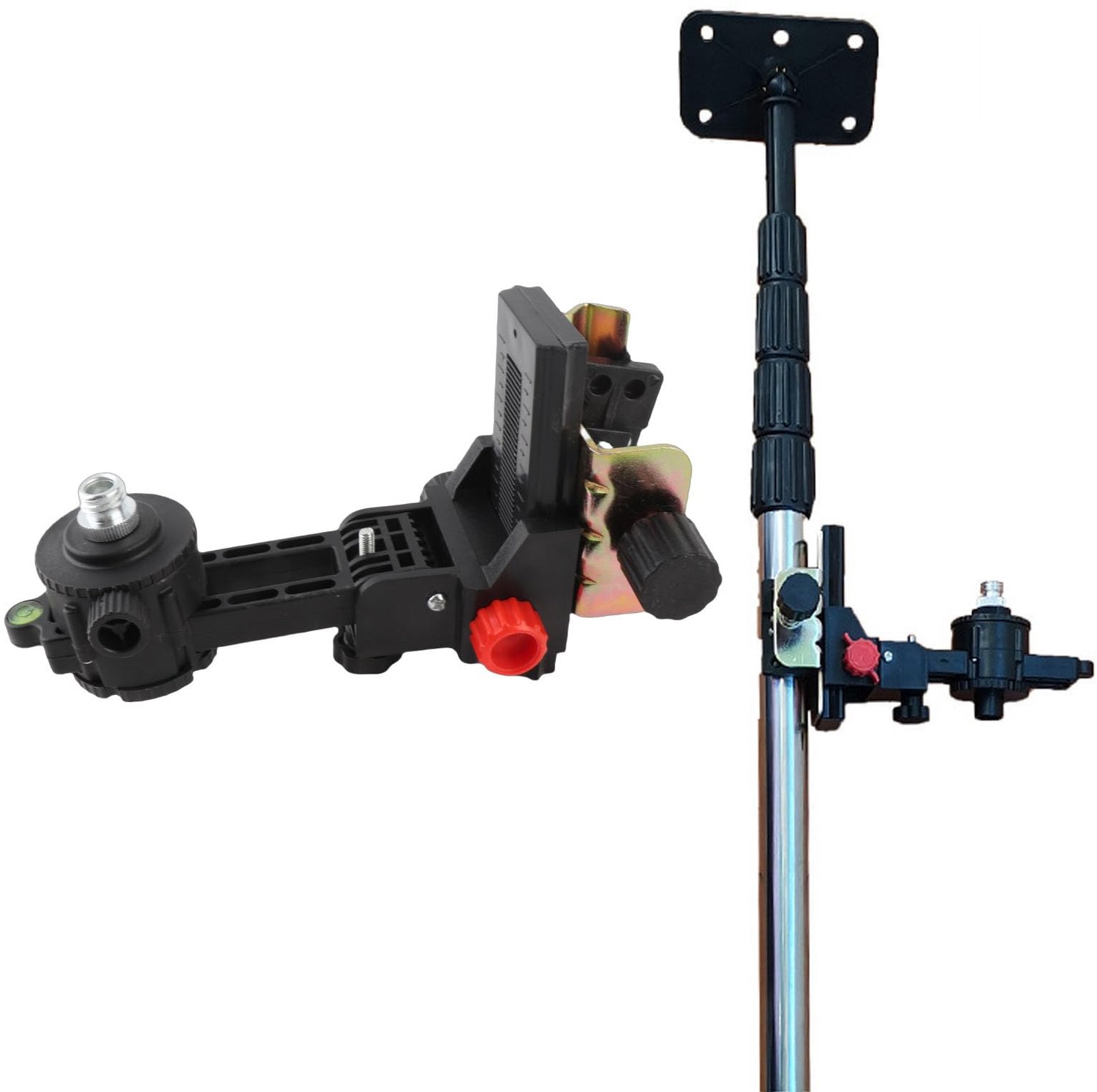 Fine Tuning Bracket Level Tool Adapter - 360 Graden Rotatie - Verstelbare Openingsclip - Zwart - Telescopische Stokhouder - Geschikt voor...