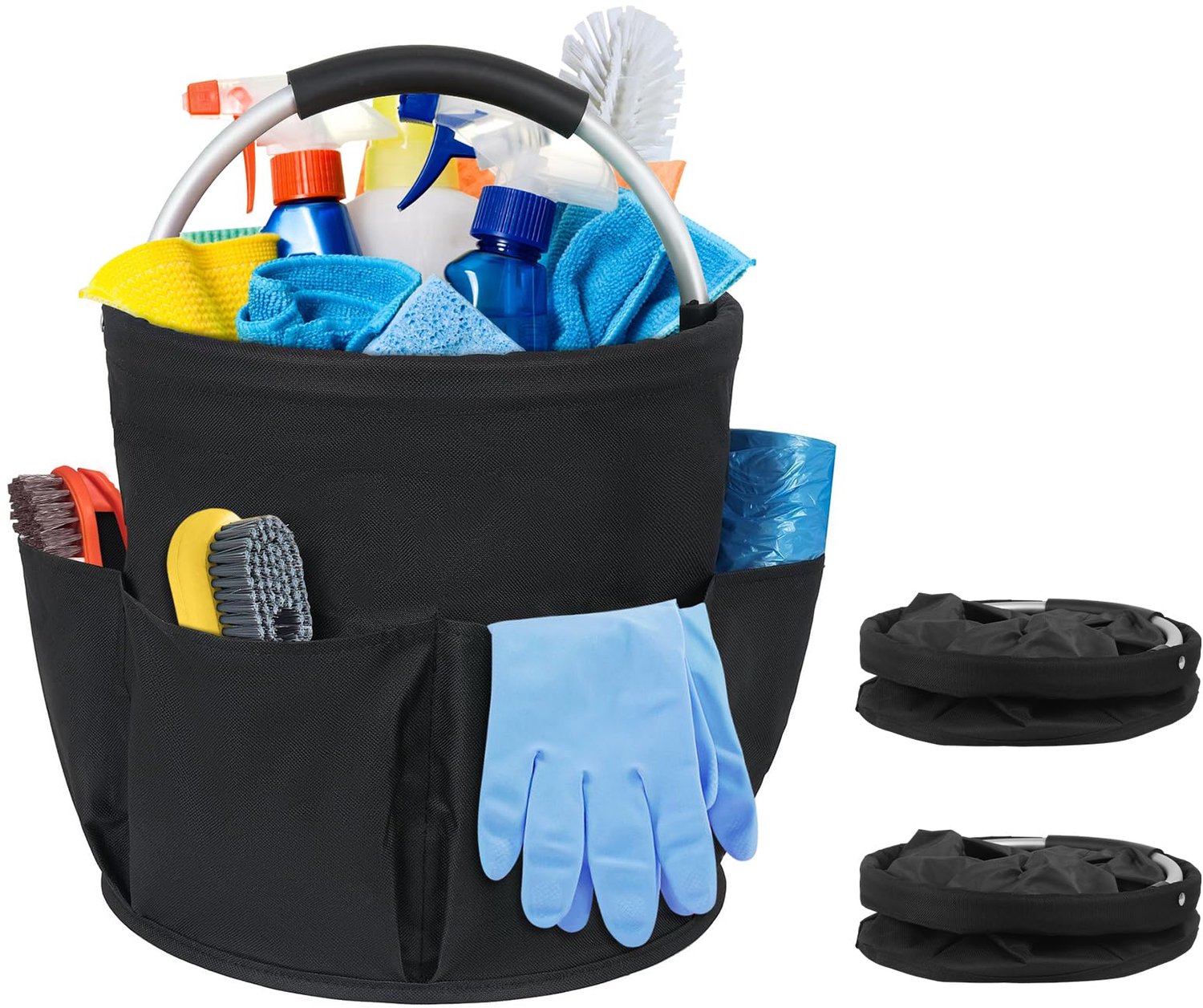 Opvouwbare Schoonmaak Organizer - Universele Caddy met Handvat en Compartimenten (Zwart, 2 stuks)
