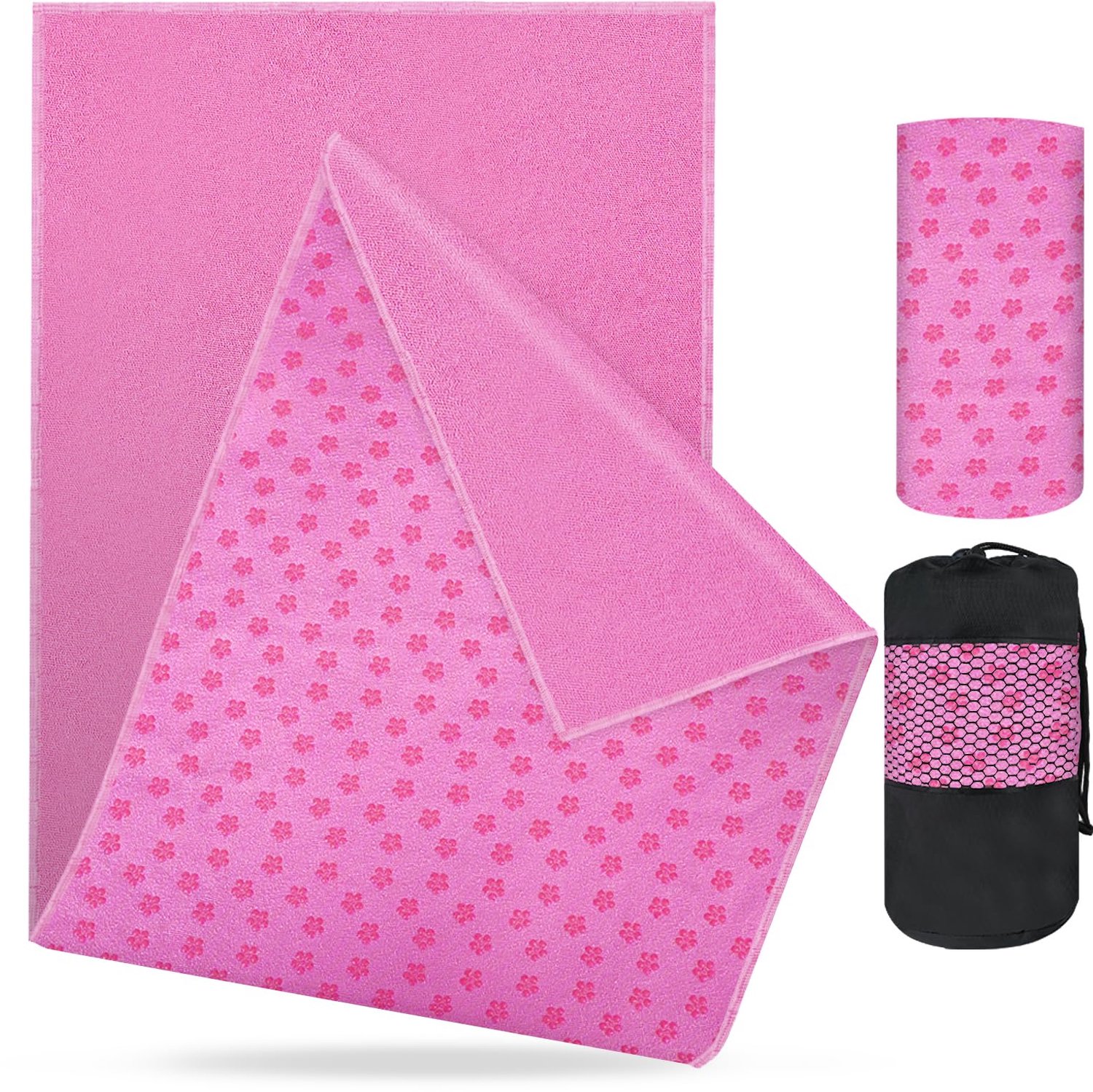 Yoga Handdoek met Antislip Dots - 63 x 183 cm - Roze