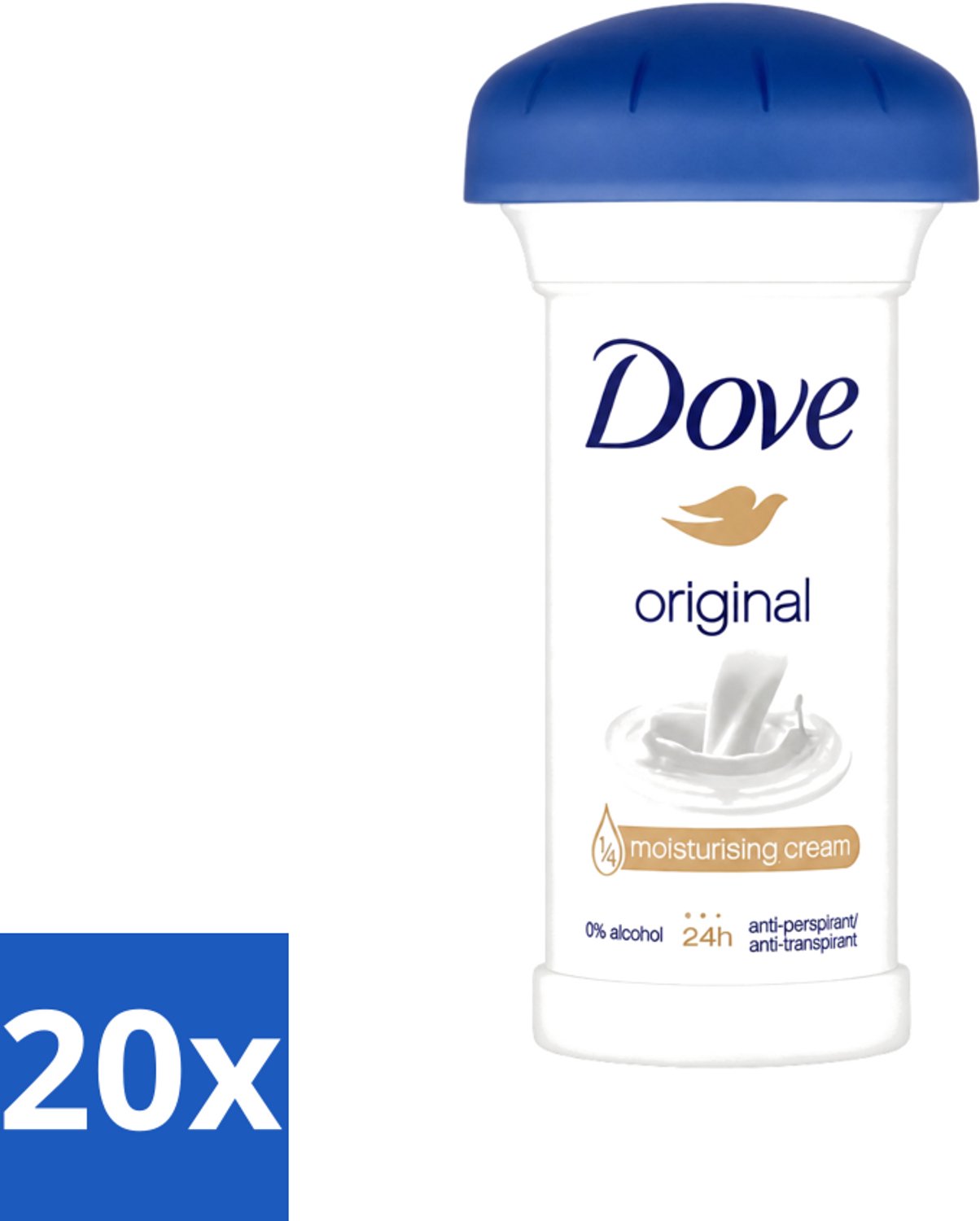 20 x Dove - Deodorant Creme - Original - Frisse geur en bescherming - 50 ml - Voordeelverpakking - 20 stuks