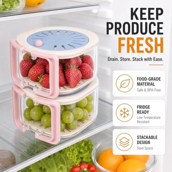 Afdruipmand voor Groenten en Fruit - Set van 2 - Blauw — afbeelding 4