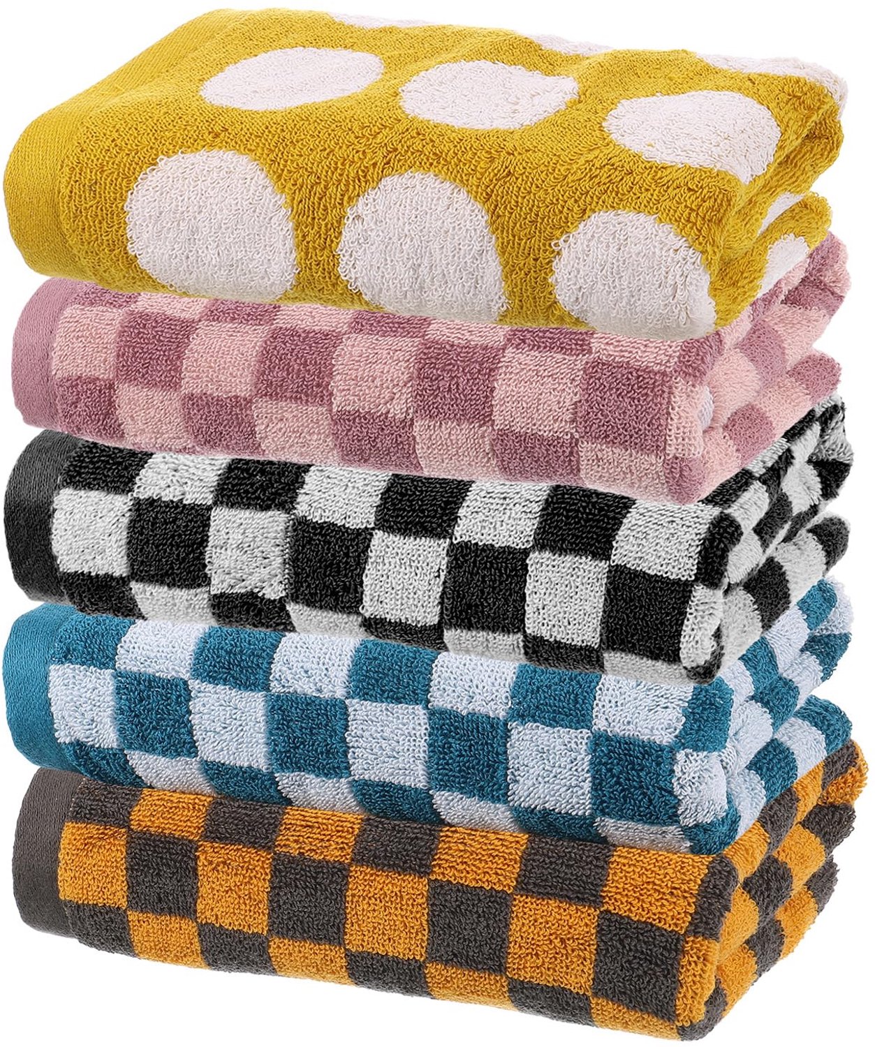 Set van 5 Zachte Katoenen Badhanddoeken in Diverse Kleuren 33 x 74 cm