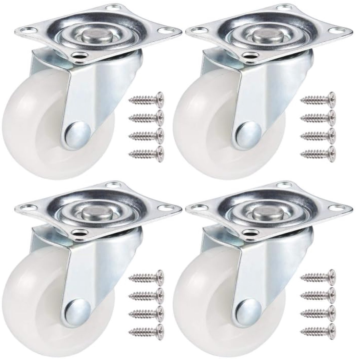 Rubber Wielen 50 kg - Zwenkwielen - Meubelwieltjes - Meubelwielen M8 - Set van 4 - Hoogte 50 mm