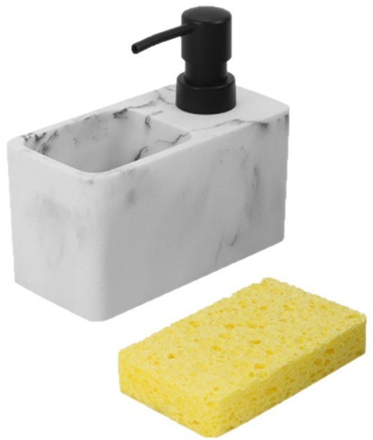 2-in-1 Keukenzeepdispenser met Sponshouder in Marmer Design