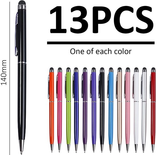 Styluspen 2-in-1 Design - Touchscreen Pen - Balpen - 13 Stuks - Lichtgewicht - Duurzaam - Roestvrijstalen Clip - Touchscreenpen — afbeelding 5